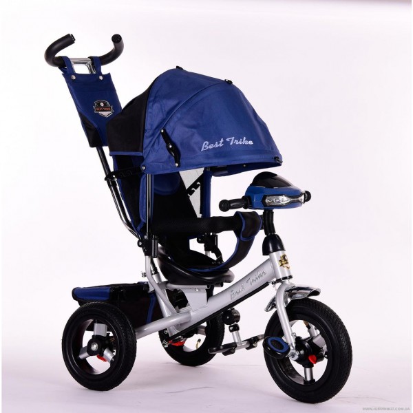 Велосипед детский трехколесный, надувные колеса+фара Бест Трайк 6588B синий, Best Trike изображение 10