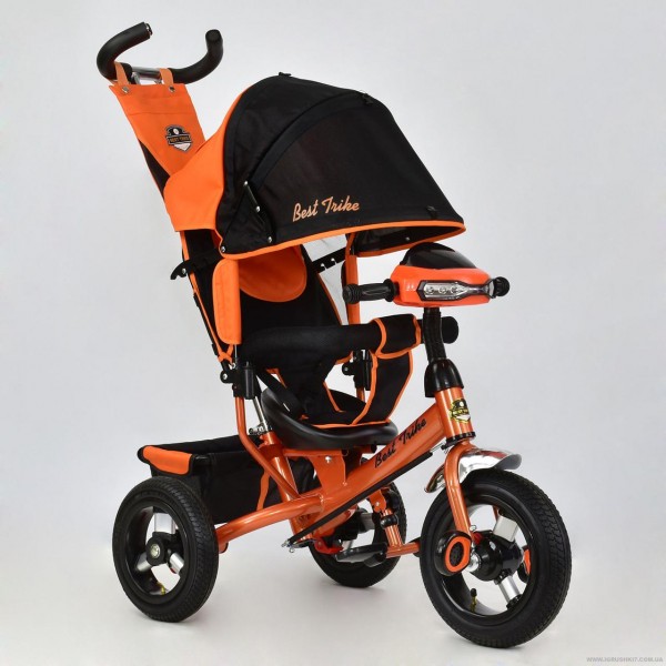 Трехколесный велосипед для детей от 1 года, Бест Трайк 6588B оранжевый, надувные колеса+фара Best Trike изображение 2