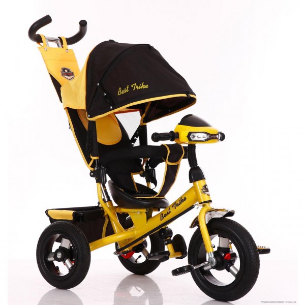 Трехколесный велосипед для детей от 1 года, Бест Трайк 6588B оранжевый, надувные колеса+фара Best Trike изображение 11