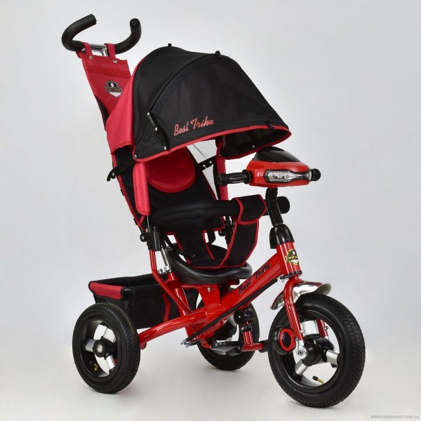 Велосипед коляска для детей от 1 года, Бест Трайк 6588B красный, надувные колеса+фара Best Trike изображение 1