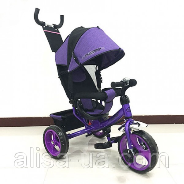 Велосипед детский трехколесный с ручкой - Turbo Trike M 3113-8, Турбо Трайк колеса пена фиолетовый изображение 1