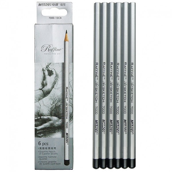 Набор графитных карандашей Marco Raffine (НВ-8В), 6 шт. картон изображение 2