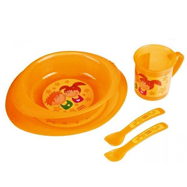 Набор детской посуды (чашка, ложка, вилка, тарелка) изображение 1