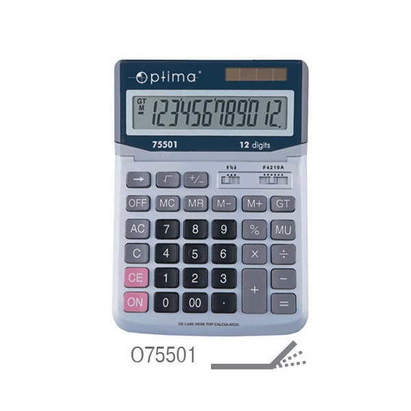 Калькулятор Optima 12 разрядный электронный 230*165*45мм О75501 изображение 1