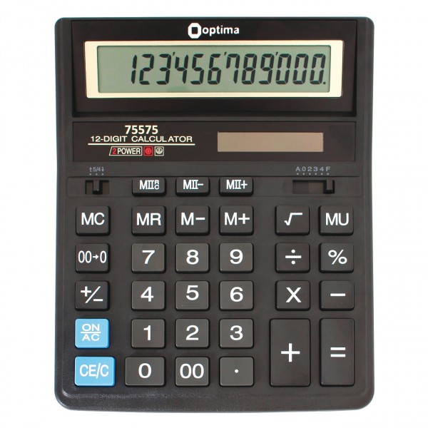 Калькулятор Optima 12 разрядный электронный 203*158*30,5мм О75575 изображение 1