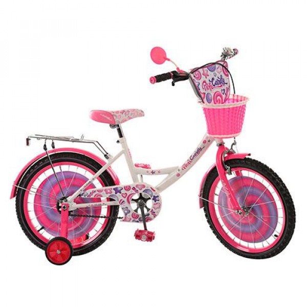 Велосипед 18 дюймов Profi Candy с корзиной для девочки изображение 1
