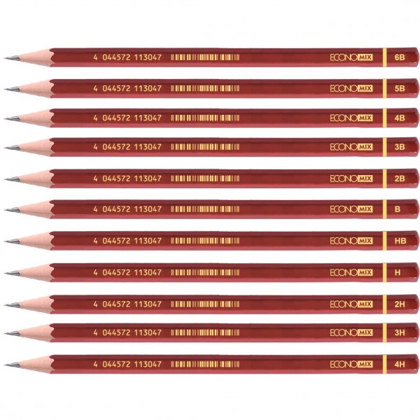 Набор карандашей разной твердости чернографитных Е11304 Economix. 12 штук изображение 1