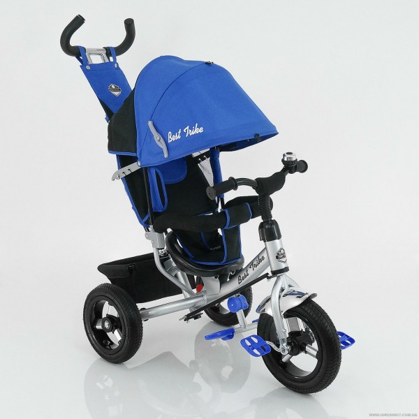 Велосипед детский трехколесный с надувными колесами Best Trike 5555 синий изображение 1