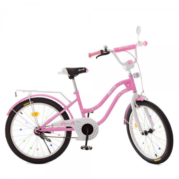 Велосипед детский PROF1 L2091 Star для девочки 20 дюймов, цвет розовый изображение 1