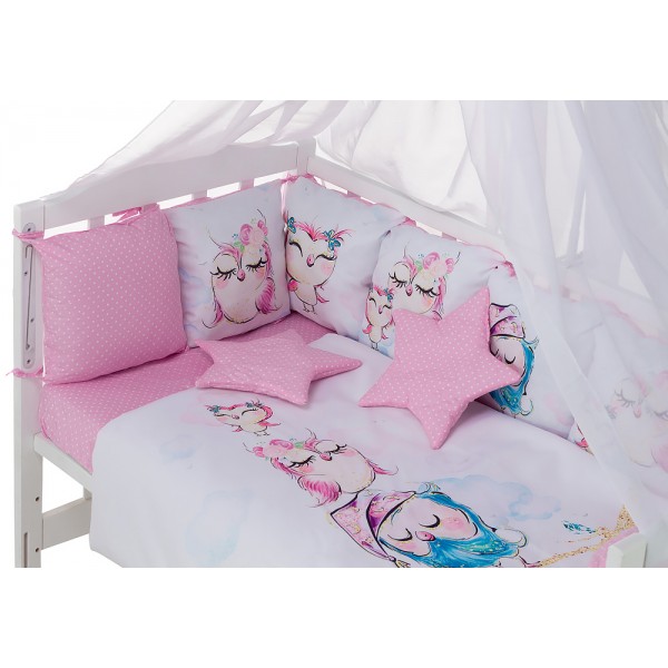 Детская постель Babyroom Bortiki Print-08  pink owl изображение 2