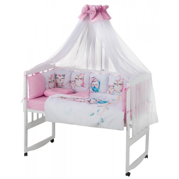 Детская постель Babyroom Bortiki Print-08  pink owl изображение 1