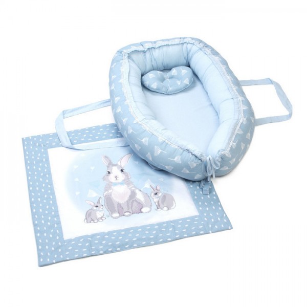 Кокон-гнездышко Baby Veres Summer bunny blue с одеялом изображение 1