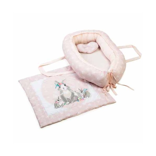 Кокон-гнездышко Baby Veres Summer Bunny pink с одеялом изображение 1