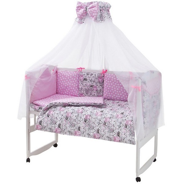 Детская постель Babyroom Classic Bortiki-01 розовый (коты) 8 элементов изображение 1
