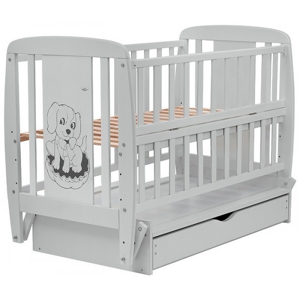 Кровать Babyroom Собачка маятник, ящик, откидной бок DSMYO-3  бук серый изображение 1