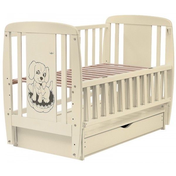 Кровать Babyroom Собачка маятник, ящик, откидной бок DSMYO-3  бук слоновая кость изображение 1
