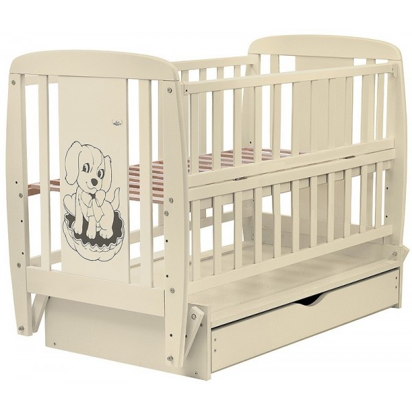 Кровать Babyroom Собачка маятник, ящик, откидной бок DSMYO-3  бук слоновая кость изображение 2