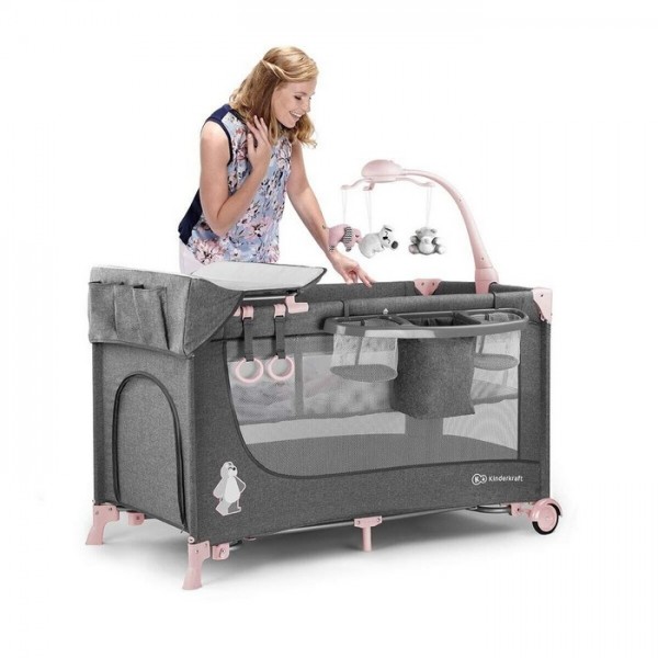 Кровать-манеж с пеленатором Kinderkraft Joy Pink  изображение 2