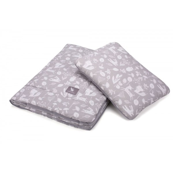 Плед с подушкой Cottonmoose Cotton Velvet 408/130/117 серый (лес) с серым (бархат) изображение 1