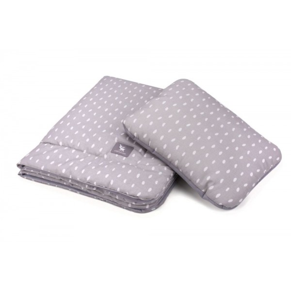 Плед с подушкой Cottonmoose Cotton Velvet 408/133/117 серый (капли) с серым (бархат) изображение 1