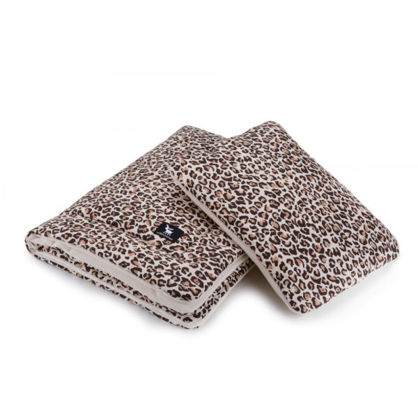 Плед с подушкой Cottonmoose Cotton Velvet 408/79/118 леопардовый с кремовым (бархат) изображение 1