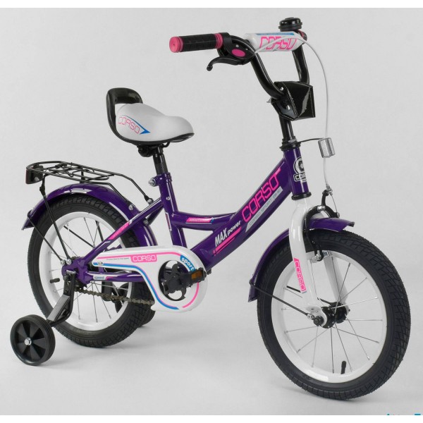 Велосипед детский Corso Classic 14 дюймов CL-14 D 0485 фиолетовый изображение 1