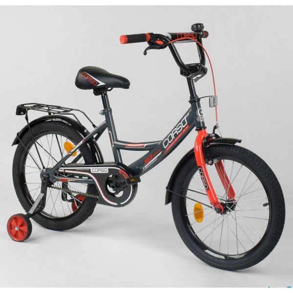 Велосипед детский Corso Classic 16 дюймов CL-16 P 4405 серо-красный изображение 1