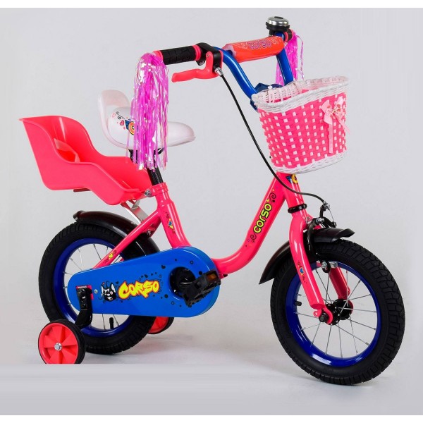 Велосипед детский Corso Flower 12 дюймов 1254 с корзинкой изображение 1
