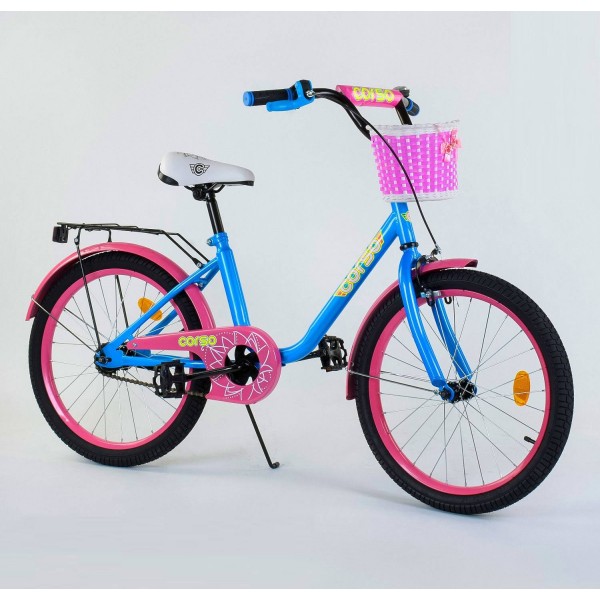 Велосипед детский Corso Flower 20 дюймов 2047 с корзинкой изображение 1