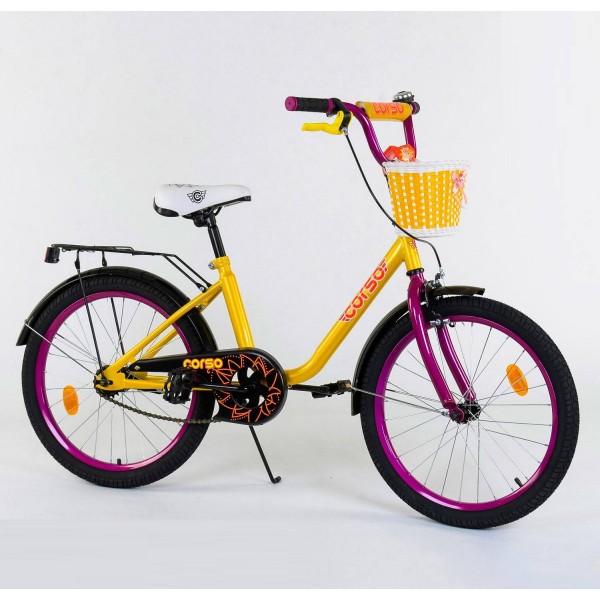 Велосипед детский Corso Flower 20 дюймов 2075 с корзинкой изображение 1