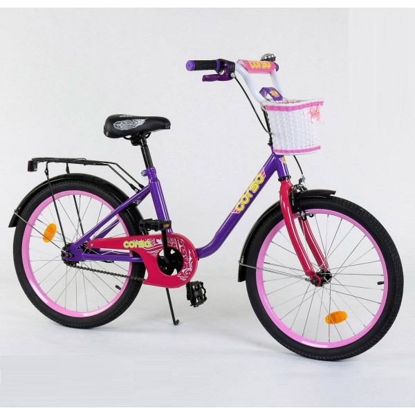 Велосипед детский Corso Flower 20 дюймов 2079 с корзинкой изображение 1