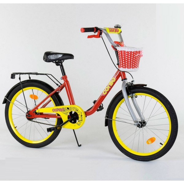 Велосипед детский Corso Flower 20 дюймов 2093 с корзинкой изображение 1