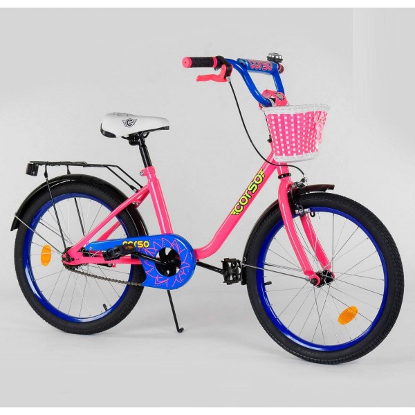 Велосипед детский Corso Flower 20 дюймов 2096 с корзинкой изображение 1