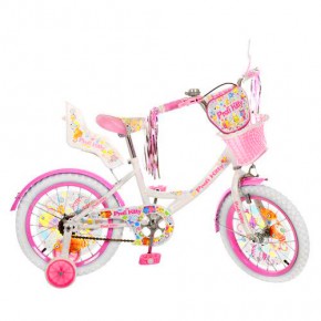 Велосипед Профи Кити 18 дюймов Profi Kitty двухколесный для девочки детский с белыми колесами