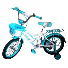 Детский велосипед Azimut Kiddy 18 дюймов для девочки от 5 лет до 8 лет голубой