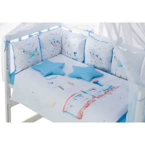 Детская постель Babyroom Bortiki Print-08  blue train изображение 2