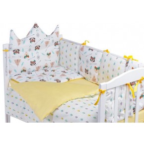 Детская постель Babyroom Classic Bortiki-01 (6 элементов)  желтый-белый (лиса, енот) изображение 2