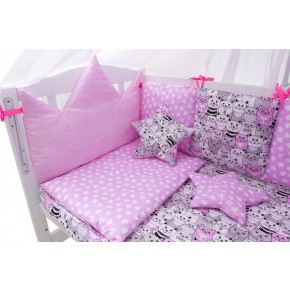 Детская постель Babyroom Classic Bortiki-01 розовый (коты) 8 элементов изображение 2