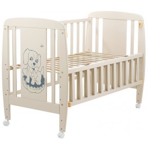 Кровать Babyroom Собачка откидной бок, колеса DSO-01  бук слоновая кость изображение 1
