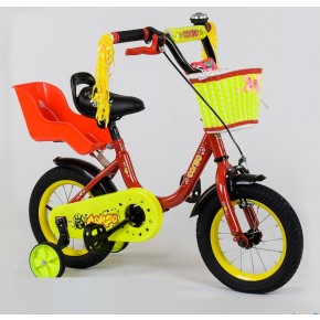 Велосипед детский Corso Flower 12 дюймов 1294 с корзинкой