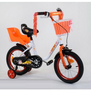 Велосипед детский Corso Flower 14 дюймов 1408  с корзинкой