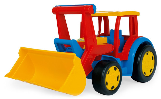 трактор гигант, игрушка для мальчика, выдерживает вес до 100 кг, имеет подвижный ковш